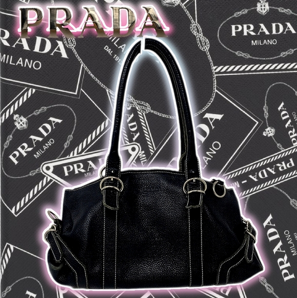 ⭐️Prada Black Leather Vitello Daino Shoulder Bag with COA - NO Tags - Picture 11 of 11